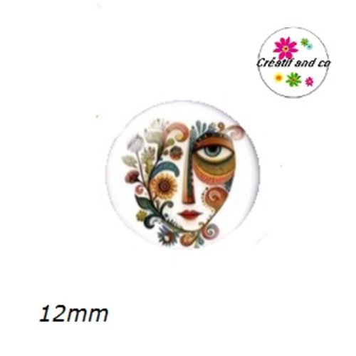 X2 cabochons visage abstrait 12mm
