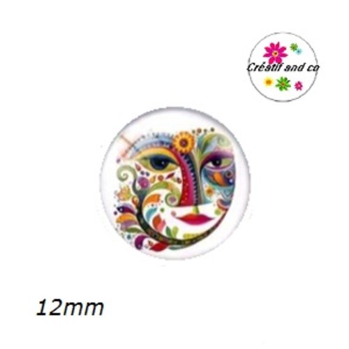 X2 cabochons visage abstrait 12mm