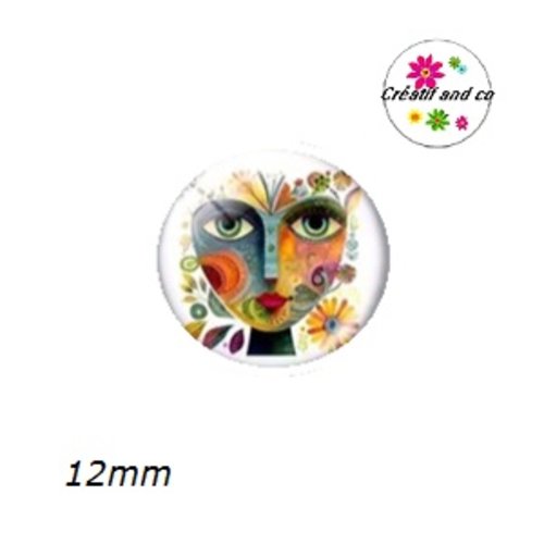 X2 cabochons visage abstrait 12mm