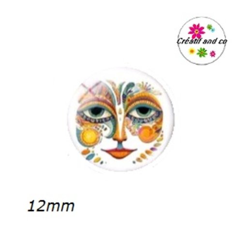 X2 cabochons visage abstrait 12mm
