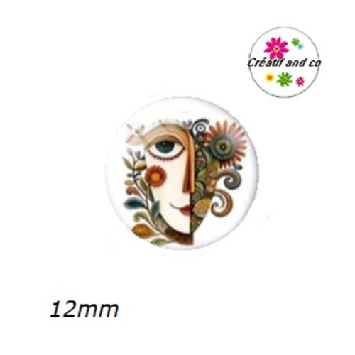 X2 cabochons visage abstrait 12mm