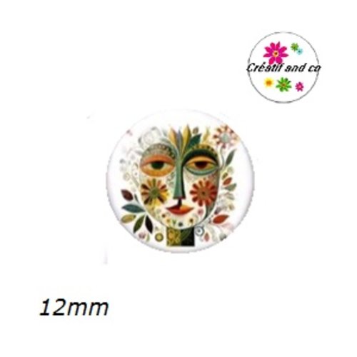 X2 cabochons visage abstrait 12mm