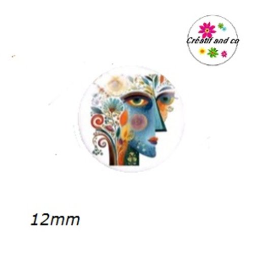 X2 cabochons visage abstrait 12mm
