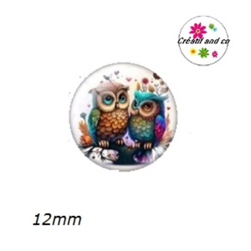X2 cabochons hibou 12mm