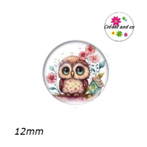 X2 cabochons hibou 12mm