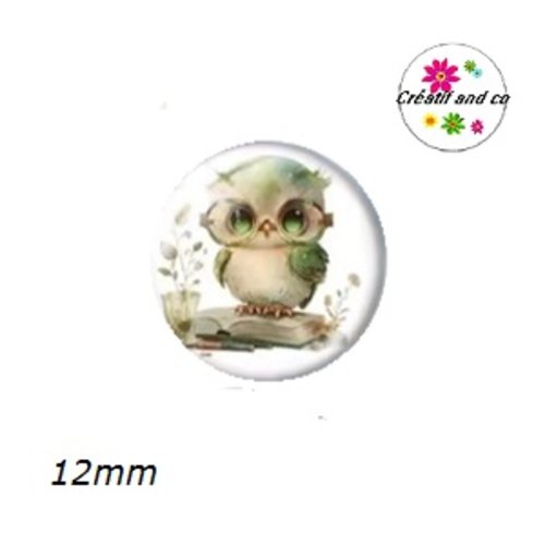 X2 cabochons hibou 12mm