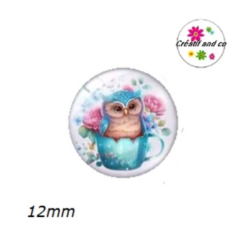 X2 cabochons hibou 12mm