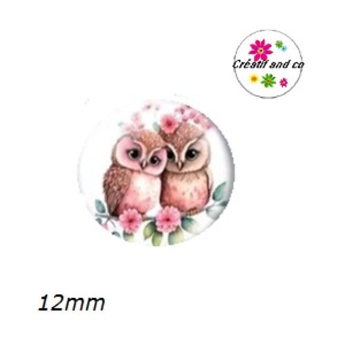 X2 cabochons hibou 12mm