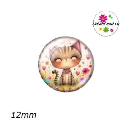 X2 cabochons chat 12mm