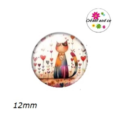 X2 cabochons chat 12mm