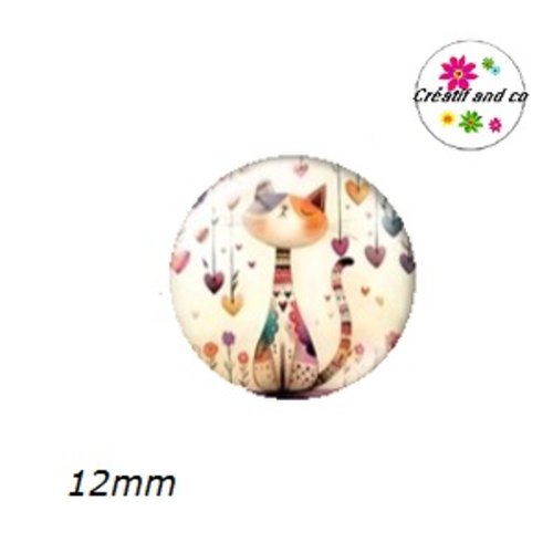 X2 cabochons chat 12mm