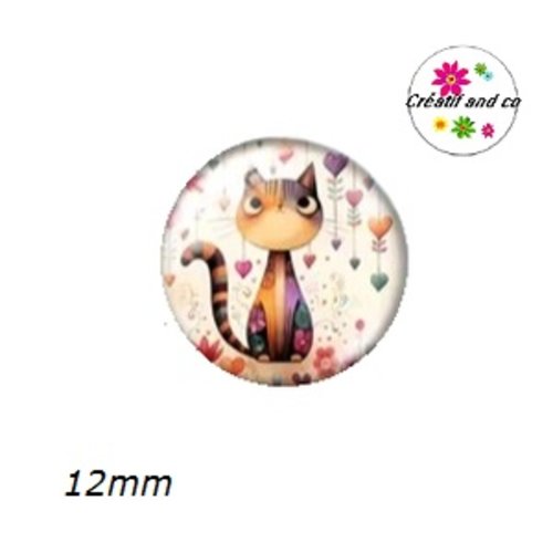 X2 cabochons chat 12mm