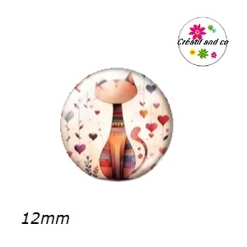 X2 cabochons chat 12mm
