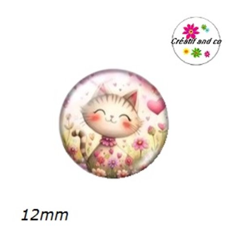X2 cabochons chat 12mm