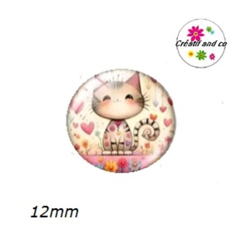 X2 cabochons chat 12mm