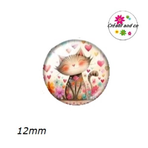 X2 cabochons chat 12mm