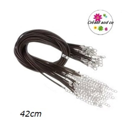 Tour du cou coton ciré noir 42cm