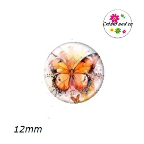 X2 cabochons papillons musicaux 12mm