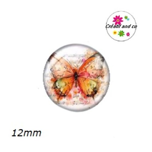 X2 cabochons papillons musicaux 12mm