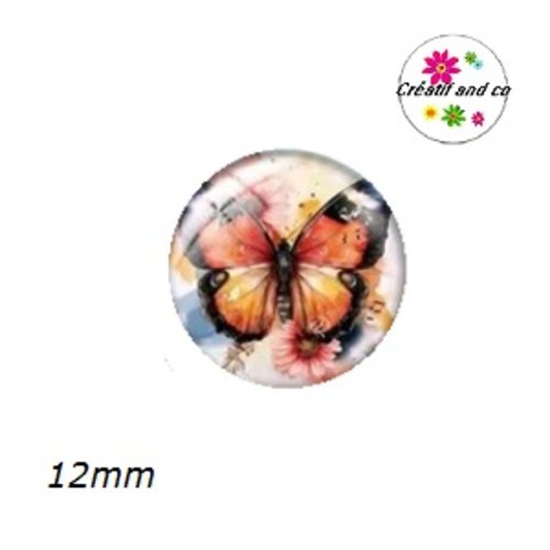 X2 cabochons papillons musicaux 12mm
