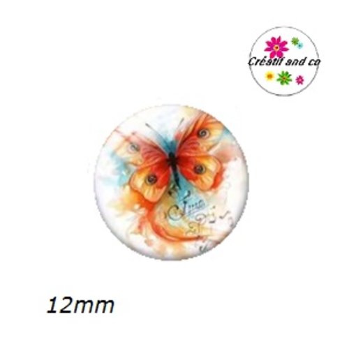 X2 cabochons papillons musicaux 12mm