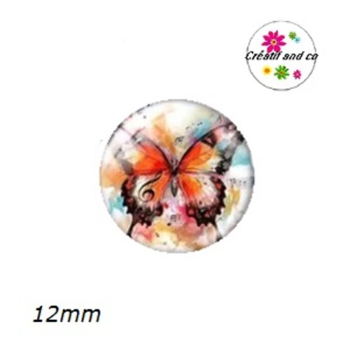 X2 cabochons papillons musicaux 12mm