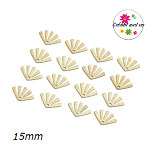 Breloque éventail doré brossé 15mm