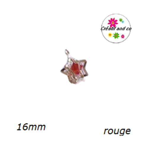 Breloque étoile dorée 3d inclusion cristal rouge 16mm