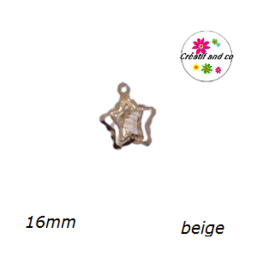 Breloque étoile dorée 3d inclusion cristal beige 16mm