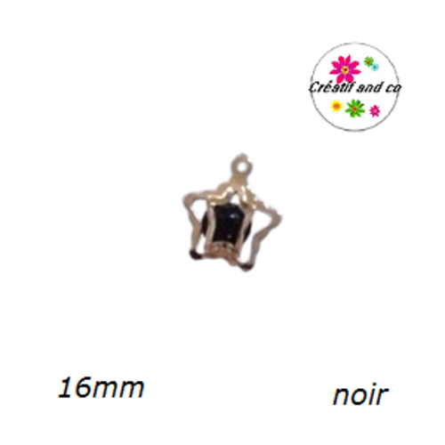 Breloque étoile dorée 3d inclusion cristal noir 16mm