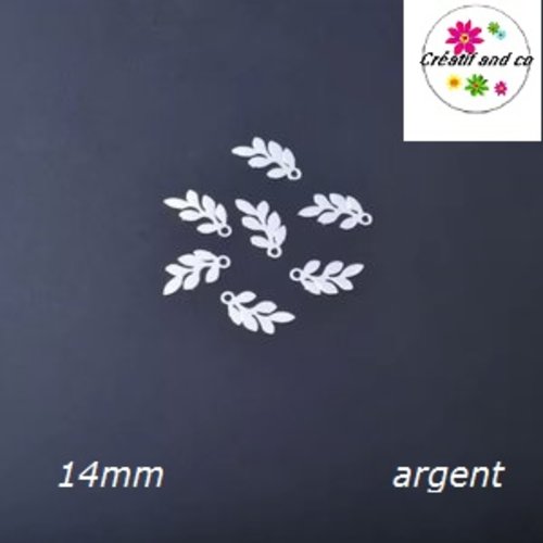 Breloque estampe mini feuille argent 14mm