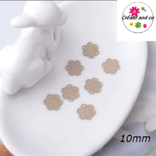 Connecteur estampe petite fleur de prunier camel  10mm