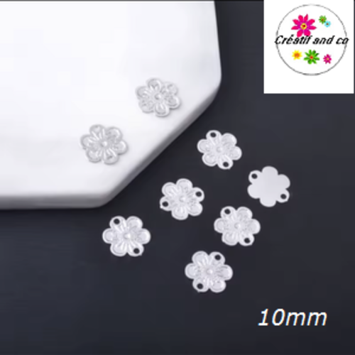 Connecteur estampe petite fleur de prunier argent 10mm