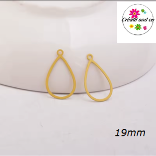 Breloque estampe goutte d'eau creuse jaune 19mm