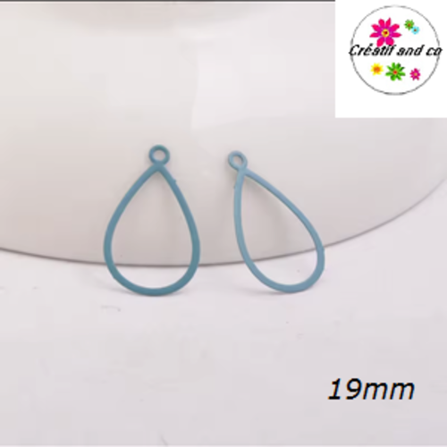 Breloque estampe goutte d'eau creuse verte 19mm