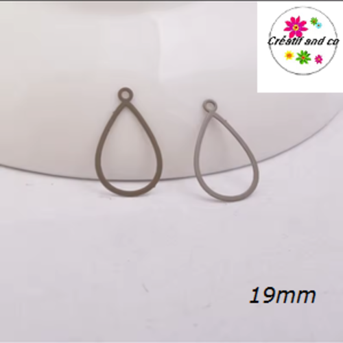 Breloque estampe goutte d'eau creuse marron clair  19mm