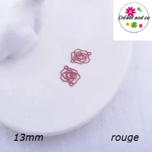 Breloque estampe connecteur petite fleur de rose rouge 13mm