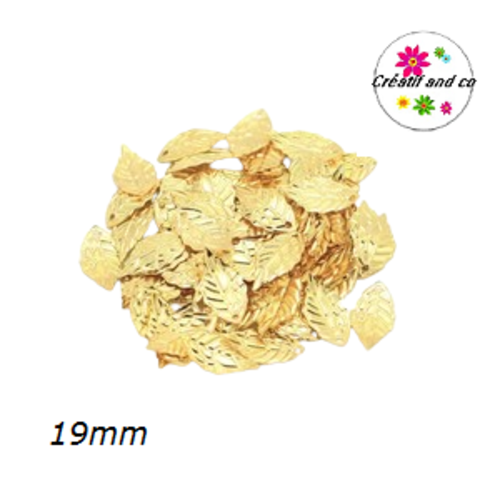Breloque feuille courbée dorée 19mm