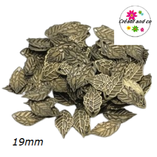 Breloque feuille courbée bronze 19mm