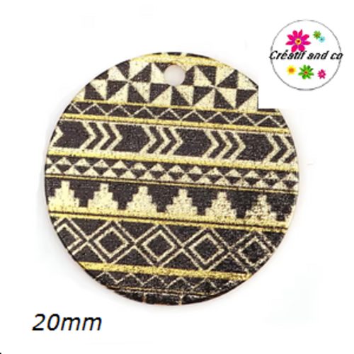 Pendentif rond émaillé à motif 20mm