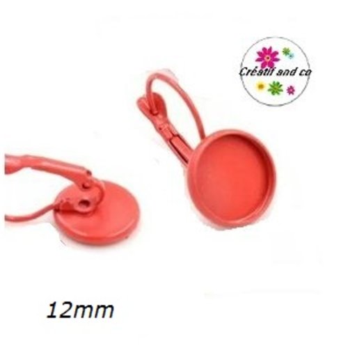 Boucle d'oreille orange pour cabochon 12mm