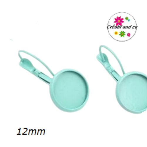 Boucle d'oreille vert paon pour cabochon 12mm