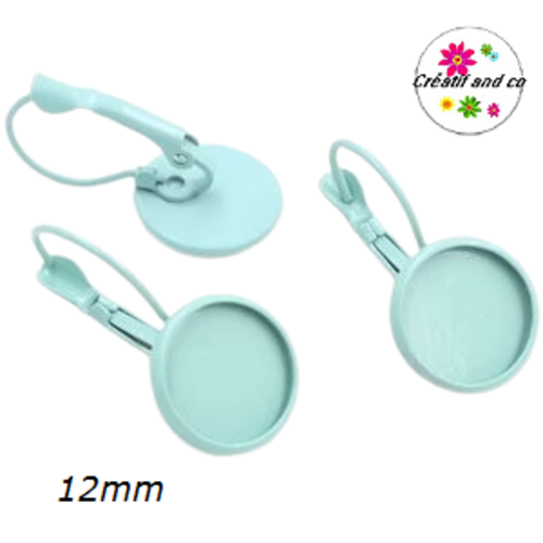 Boucle d'oreille vert paon pour cabochon 12mm