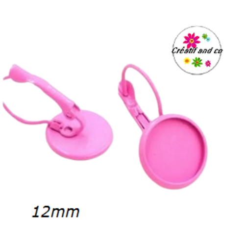 Boucle d'oreille rose pour cabochon 12mm