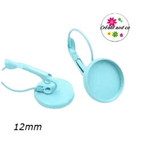 Boucle d'oreille bleu clair pour cabochon 12mm