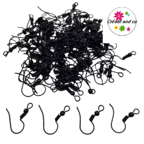 X50 attaches boucles d'oreilles dormeuses métal noires