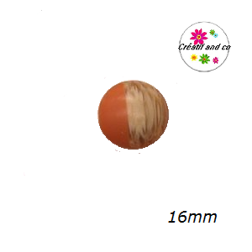 Cabochon grain de bois givré orange 16mm