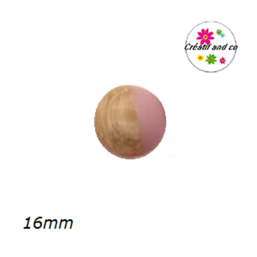 Cabochon grain de bois givré rose 16mm