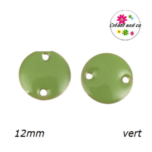 Connecteur  cercle vert émail 12mm