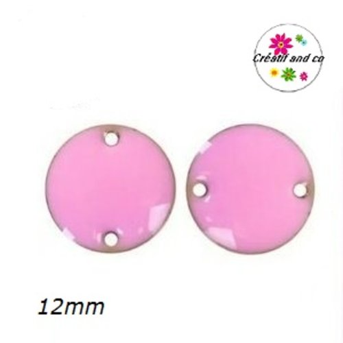 Connecteur cercle rose émail 12mm